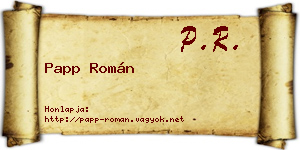 Papp Román névjegykártya